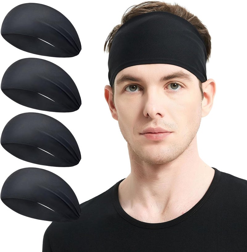 MARKEEP Running Headbands for Men（4 or 6 Pack, Mens Stretchy Headband for Football,Cycling,Basketball,Yoga,Fitness Workout Unisex Quick-Dry Sweatband - Image 1